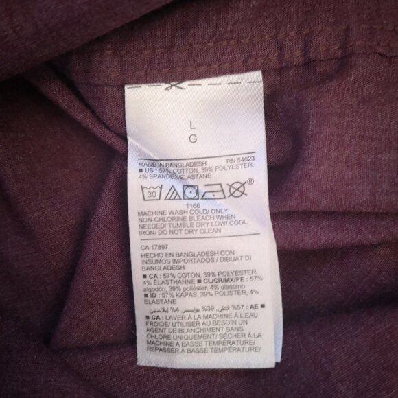 Old Navy Everyday Men's Size Large Burgundy Button Down Built in Flex Shirt - Picture 5 of 12
